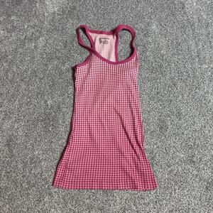 Vintage Y2K Tank Top Womens Medium Gingham Coquette Racerback Summer Cottagecore
